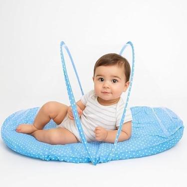 Imagem de Mini Berço Portátil com Mosquiteiro para Bebê | Ninho Acolchoado Dobrável, Leve e Seguro | Ideal para Recém-Nascido, Viagem, Passeio e Sonecas Confortáveis (Azul)