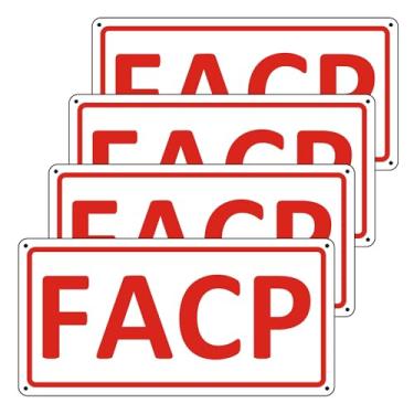 Imagem de (Pacote com 4) placas FACP, placa de metal FACP - Painel de controle de alarme de incêndio, 30,5 x 15,24 cm placas FACP para porta, alumínio refletivo, antiferrugem, à prova de intempéries e fácil de