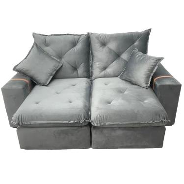 Imagem de Sofá Prime 3 Lugares Retrátil e Reclinável Tecido Veludo 200cm Fernandes Estofados Cor Cinza