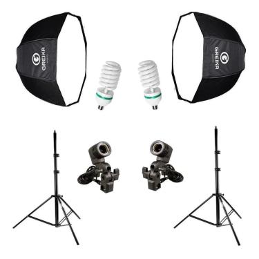 Imagem de Kit Greika Octabox 120cm Tripés Lâmpadas Soquetes E-27