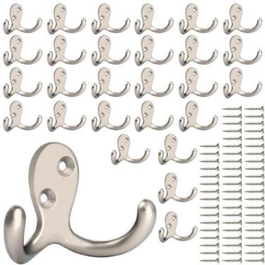 Imagem de Coat Hooks iBosins Heavy Duty Double Pin montados na parede x28