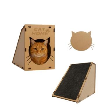 Imagem de BOXFAN Rampa Arranhador para Gato Nicho em MDF 4mm, Toca Casinha com Carpete, Brinquedo Antiestresse Estimulante Playground Interativo Diversão para Gatos