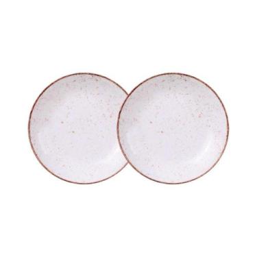 Imagem de Jogo de Pratos Fundo 2 Peças Rústico 22 cm Porcelana Decorada Tramonti