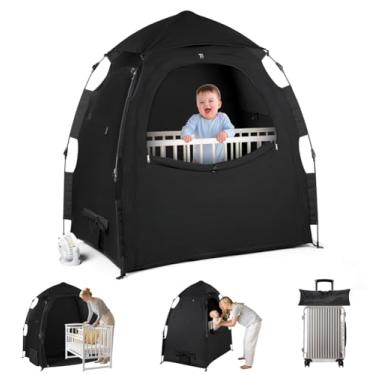 Imagem de Barraca blecaute para embalar e brincar – Capa blackout Pack N Play – Conjunto portátil de 1-Clique com bolsa para monitor e 2 bolsas para ventiladores, blocos de barraca blecaute 95% de luz