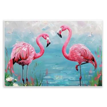 Imagem de Stupell Industries Arte de placa de parede Duo Flamingo Lagoon, design por LSR Design Studio, 25 x 38 cm