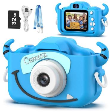 Imagem de Câmera infantil Goopow para crianças de 3 a 8 anos, com vídeo HD 1080p, 12 MP, zoom digital 8x, 28 molduras divertidas, 3 jogos.