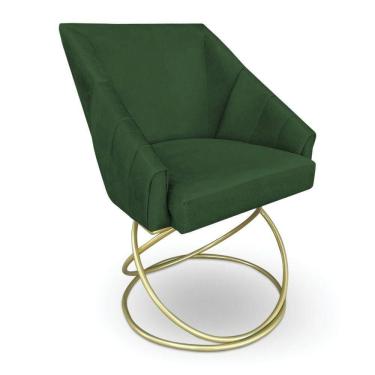 Imagem de Poltrona Luxo Alana Suede Verde Base De Ferro Dourado - Pallazio