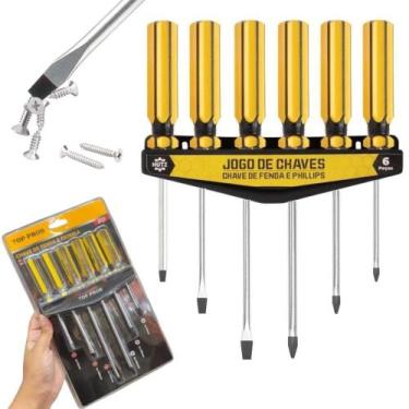Imagem de Kit 6 Chaves de Fenda e Philips Imantadas Suporte Magnetica - Yeet