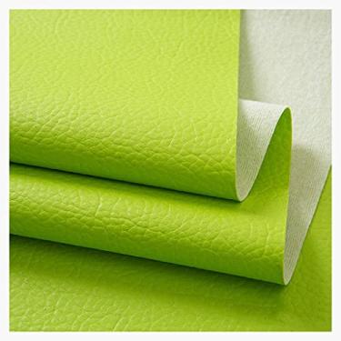 Imagem de Tecido sintético macio PU material folhas de couro sintético 1 jarda 139.7 cm x 100.1 cm, 0,7 mm de espessura para estofamento, artesanato DIY, padrão de seixos nu (verde, 1,4 x 10 m)