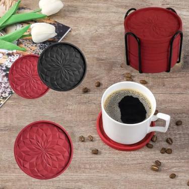 Imagem de Porta-copos de carro com 6 peças, porta-copos universais antiderrapantes, embutidos em ornamentos, almofada de acessórios de fundo de copo, adequada para xícaras de café, garrafas de vinho, latas, etc