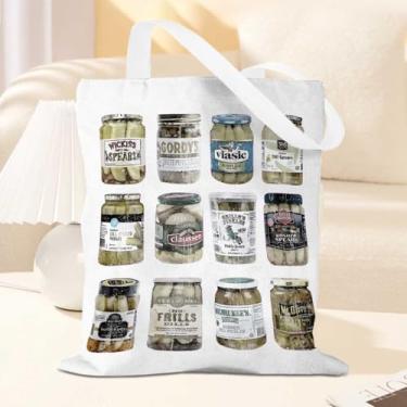 Imagem de Sacola de praia Pickle, presentes para mulheres, amigas, mães, tias, sacolas de compras reutilizáveis para piquenique acampamento-02, Lcs multicolorido 00421, 13.8x 15.7 Inches