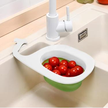Imagem de Cesta de filtro suspensa para pia de cozinha - Cesta de drenagem dobrável