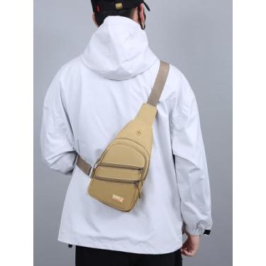 Imagem de Bolsa tiracolo masculina de lona – Bolsa de ombro leve no peito, capacidade da mochila moderna, para viagens, trabalho, uso diário, Verde, M