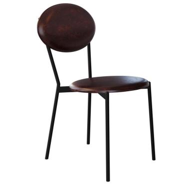 Imagem de Cadeira Estofada Para Sala De Jantar Azuri Preto C01 Courino Café - Lyam Decor