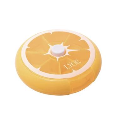 Imagem de Porta Comprimidos Semanal Redondo Giratório 9cm Lyor C561, Laranja
