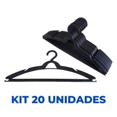 Imagem de Cabides Adulto Kit 20 Unidades Preto com Alça - LojaItu