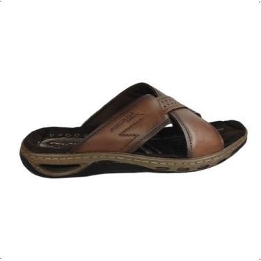 Imagem de Chinelo Masculino facil calce confortavel Couro Pegada 1661, 40, Pinhã