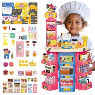 Imagem de Mercadinho Infantil Brinquedo Com Caixa Registradora Confeitaria Faz d