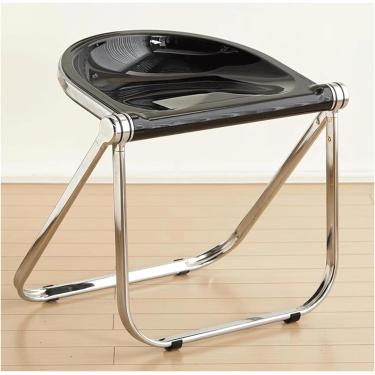 Imagem de Cadeira De Jantar De Plástico, Cadeira De Cozinha Moderna Sem Braços Com Estrutura De Metal E Almofadas Antiderrapantes, Cadeira Dobrável Para Sala De Jantar, Black