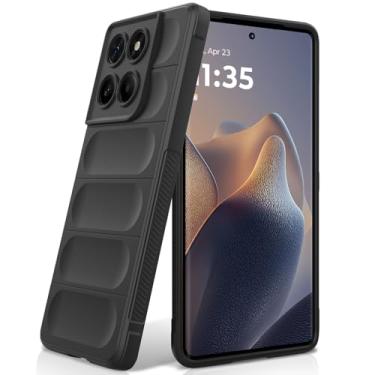 Imagem de BonYonka Capa de silicone para Motorola Moto Edge 60 Fusion, forro de microfibra antiarranhões, capa à prova de choque com proteção para câmera, preta