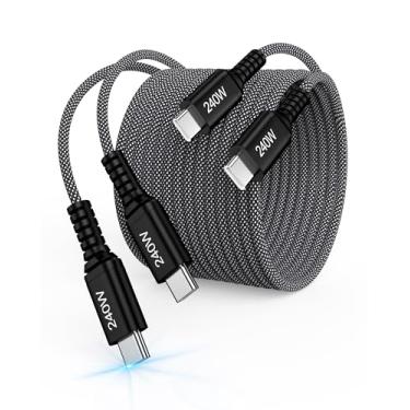 Imagem de Cabo de carregamento rápido USB-C de 240 W para iPhone 16e 16 15 Pro Max Galaxy S25 Edge S24 A17 Z Fold7 Flip7, cabo trançado USB C para carregador de telefone tipo C para MacBook Air, iPad, Kindle