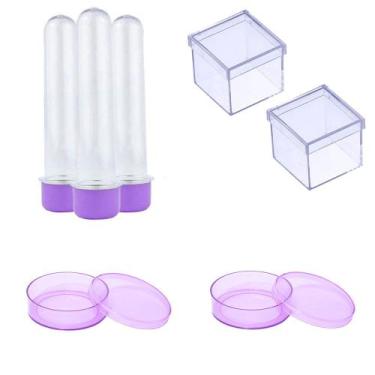 Imagem de 100 Latinhas Acrílicas Tubetes 13Cm Caixinhas 5X5 Lilás - Belas cores