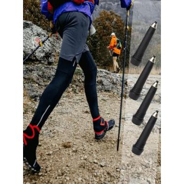 Imagem de Pontas de vara de caminhada, pacote com 4 pés de substituição de borracha para bastões de trekking, bastões de caminhada, 11 mm de diâmetro do orifício, tampas protetoras duráveis antiderrapantes