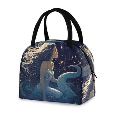 Imagem de Blueangle Lancheira isolada à prova de vazamento – linda bolsa de almoço reutilizável com design de sereia, recipiente compacto para alimentos para escritório, viagens e atividades ao ar livre (765)