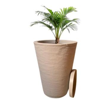Imagem de Vaso para Planta Jardim Varanda Sala Coluna Escovada N2 com prato (Bege)