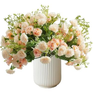 Imagem de Buquê de flores artificiais para vaso, 6 pacotes de flores de seda lilás sintética, decoração de hortênsia, arranjos de flores falsas, margarida, para mesa de casamento, casa, centro de mesa, vaso