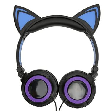 Imagem de Zhjvihx Fones de Ouvido Infantis Com Fio, Excelente Qualidade de Som, Design de Orelha de Gato Dobrável, Fones de Ouvido de Desenho Animado para Crianças, Confortáveis ​​para Crianças para Telefones