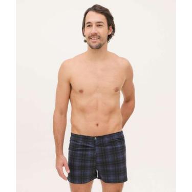 Imagem de Cueca Masculina Samba Canção Xadrez Delrio-44001 - MR, Azul, G