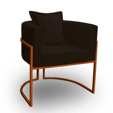 Imagem de Poltrona para Sala Base de Metal Bronze Reforçada Liz Veludo - LH Deco