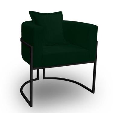 Imagem de Poltrona para Sala Base de Metal Reforçada Liz Veludo Verde - LH Decor