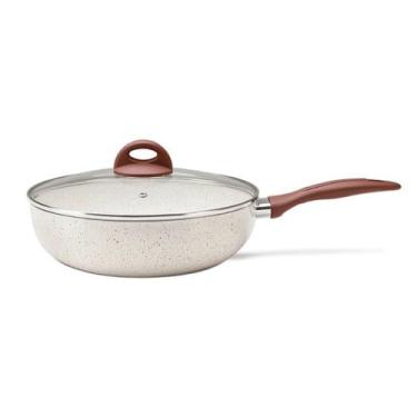 Imagem de Frigideira Wok Indução Antiaderente 28cm 3,4L Brinox Cor Vanilla