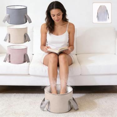 Imagem de Balde de banho dobrável para viagem e acampamento, bacia portátil para pedicure e relaxamento