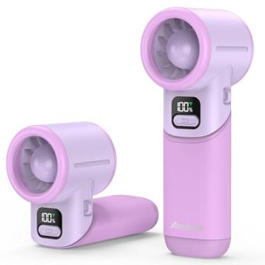 Imagem de AMACOOL Ventilador turbo portátil portátil, ventilador de mão dobrável de 5 velocidades, tempo de resfriamento de 20H, mini ventilador de refrigeração de bolso operado por bateria para viagens
