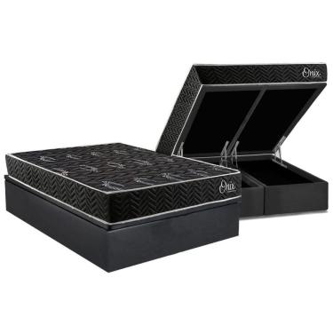 Imagem de Cama Box Baú Queen + Colchão Ortopédico Kappesberg D28 AnatÃ´mico Onix + Base CRC Corano Gray