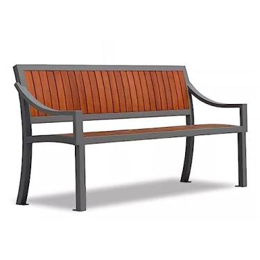 Imagem de Bancos de jardim de parque ao ar livre, banco de terraço ao ar livre, 3 bancos de jardim com corrimão, adequado para varanda de terraço, varanda à beira da piscina, móveis de pátio (150 x 58 x 85 cm)