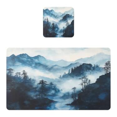 Imagem de Burbuja Jogo americano conjunto de 2, tapetes de mesa de cozinha Frog Mountain, antiderrapantes, resistentes ao calor, à prova d'água, para mesa de jantar, laváveis, 30,5 x 45,7 cm