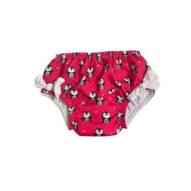 Imagem de Fralda de Banho Reutilizável para Piscina, Biquíni de Natação Infantil Pinguim rosa (03 a 12 Meses)