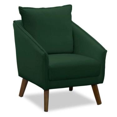 Imagem de Poltrona Arizona Veludo Verde Militar Pés Trapézio Castanho - DROSSI