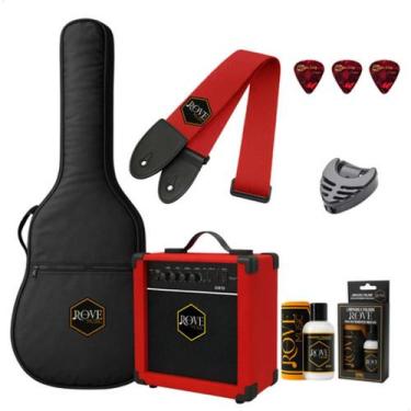 Imagem de Kit Rove Acessorios Amplificador Guitarra Rove Music Gr15 Vermelho Com