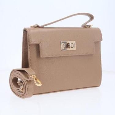 Imagem de Bolsa de Mão em Couro com Alça Dupla Removível-Feminino