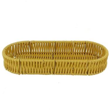 Imagem de Bandeja Tramada Retangular Tipo Vime 26x11cm 6987 Cor:Amarelo - Livon,