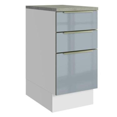Imagem de Balcão De Cozinha 40 Cm 3 Gavetas Branco/cinza Lux Madesa Branco/cinza