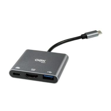 Imagem de Adaptador Tipo C USB-C HDMI 105mm OEX AD401 Cinza - ENJOY