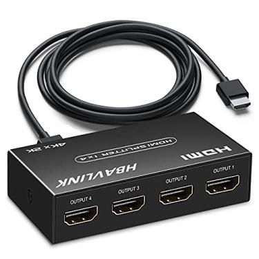 Imagem de Divisor HDMI 1 em 4 Saída 【com cabo HDMI 3.3FT】 - Adaptador de porta HDMI HBAVLINK 4K Divisor HDMI de 4 vias para divisor de monitor HD 1080P 4K a 60 Hz (YUV 4: 2: 0) V1.4 Suporte para amplificador de distribuição HDCP 3D HDR