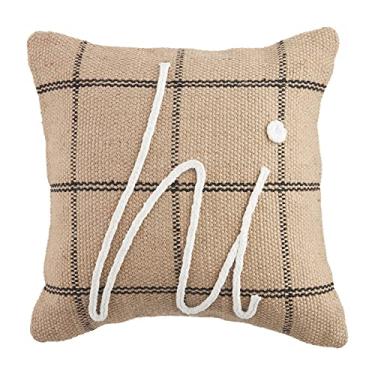 Imagem de Mud Pie, Bege, almofadas de juta com palavras de corda, 40,64 cm x 40,64 cm