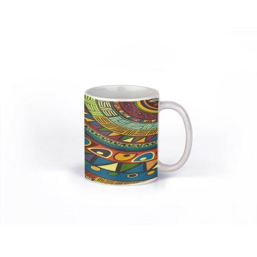 Imagem de Caneca ECF Abastrato Inca Branca Porcelana 325ml